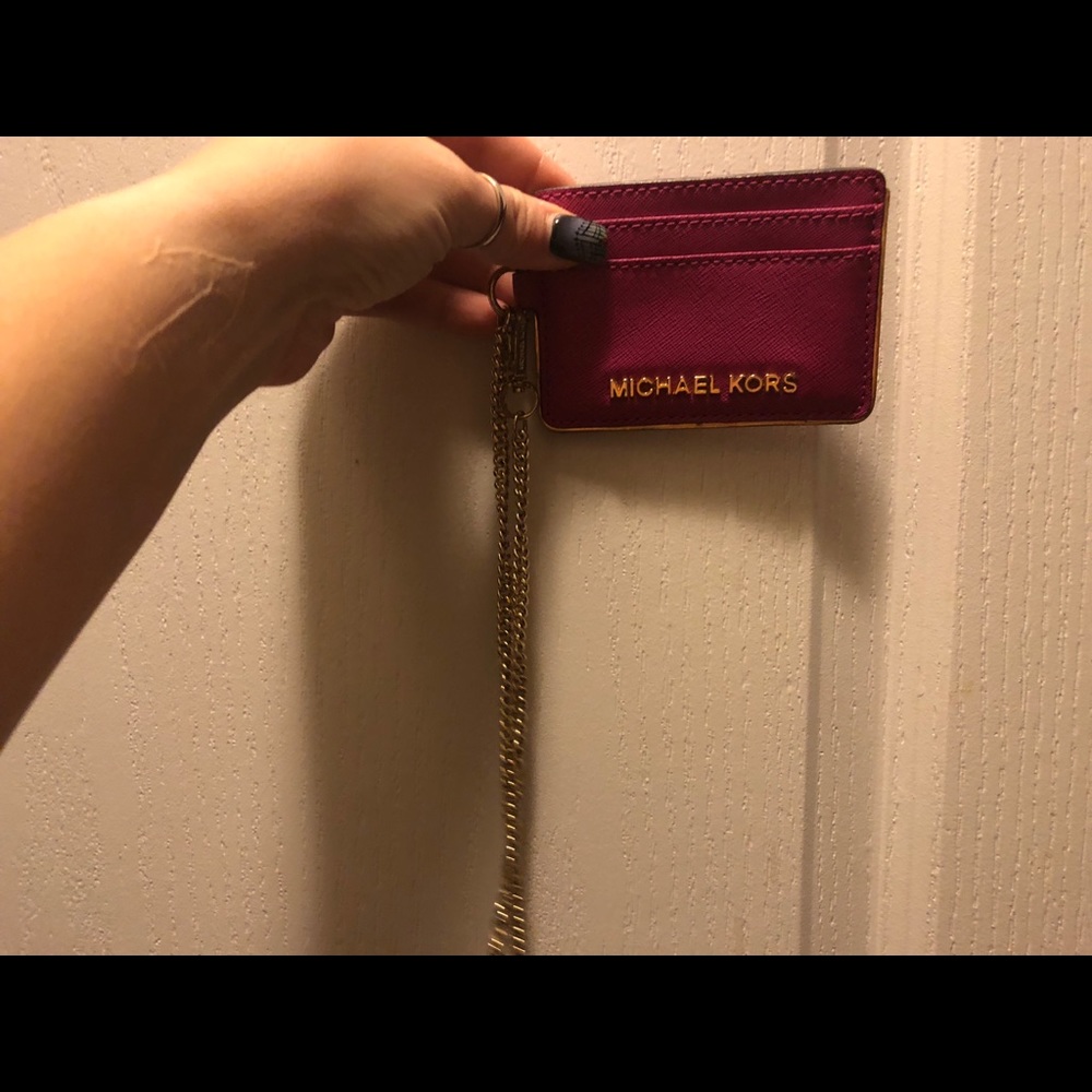 Authentic MK  chain ID holder with card slots